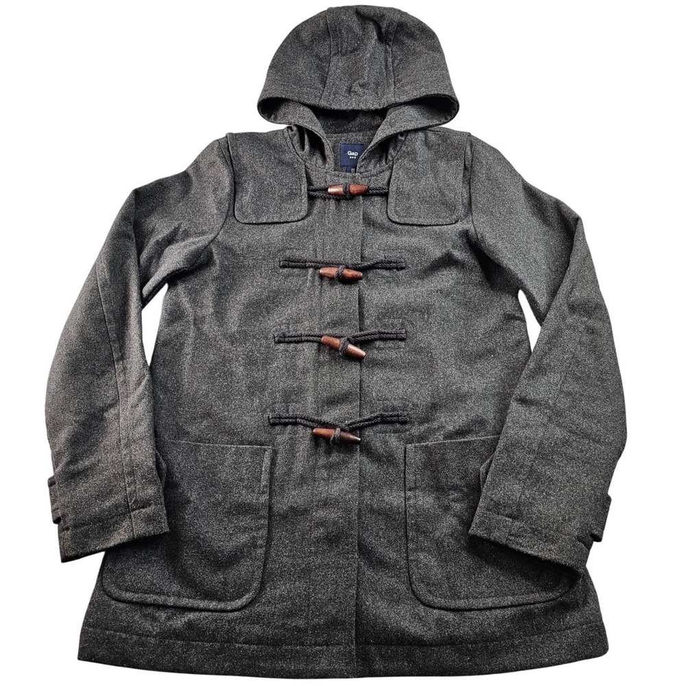 Women's Gap Wool Toggle Coat – Size Small – Heather Gray, hooded, zip.